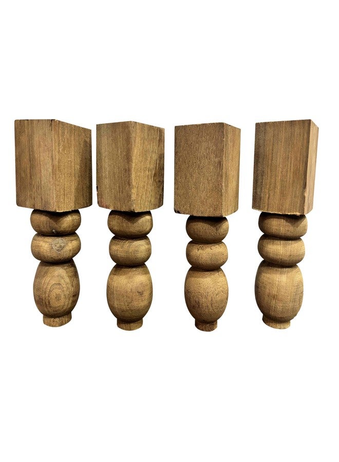 ASHOFY Handmade Wooden Pooja chowki Leg Small Size Raw Without Polish Leg (Height -5.5") - Image 4